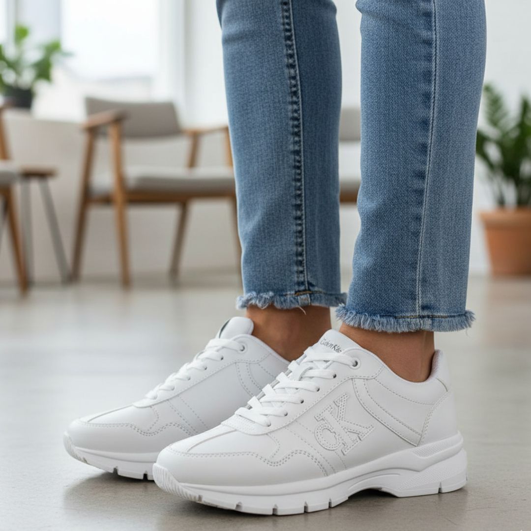 ZAPATILLAS CALVIN KLEIN MUJER CAIUS BLANCO LOGOTIPO CK ALTO RELIEVE - 6