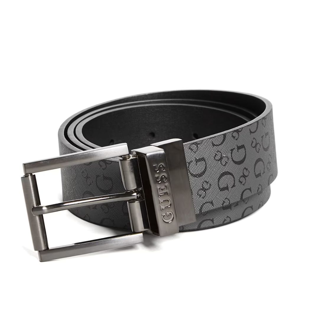 CORREA GUESS HOMBRE REVERSIBLE NEGRO LOGO MONOGRAMA - 1