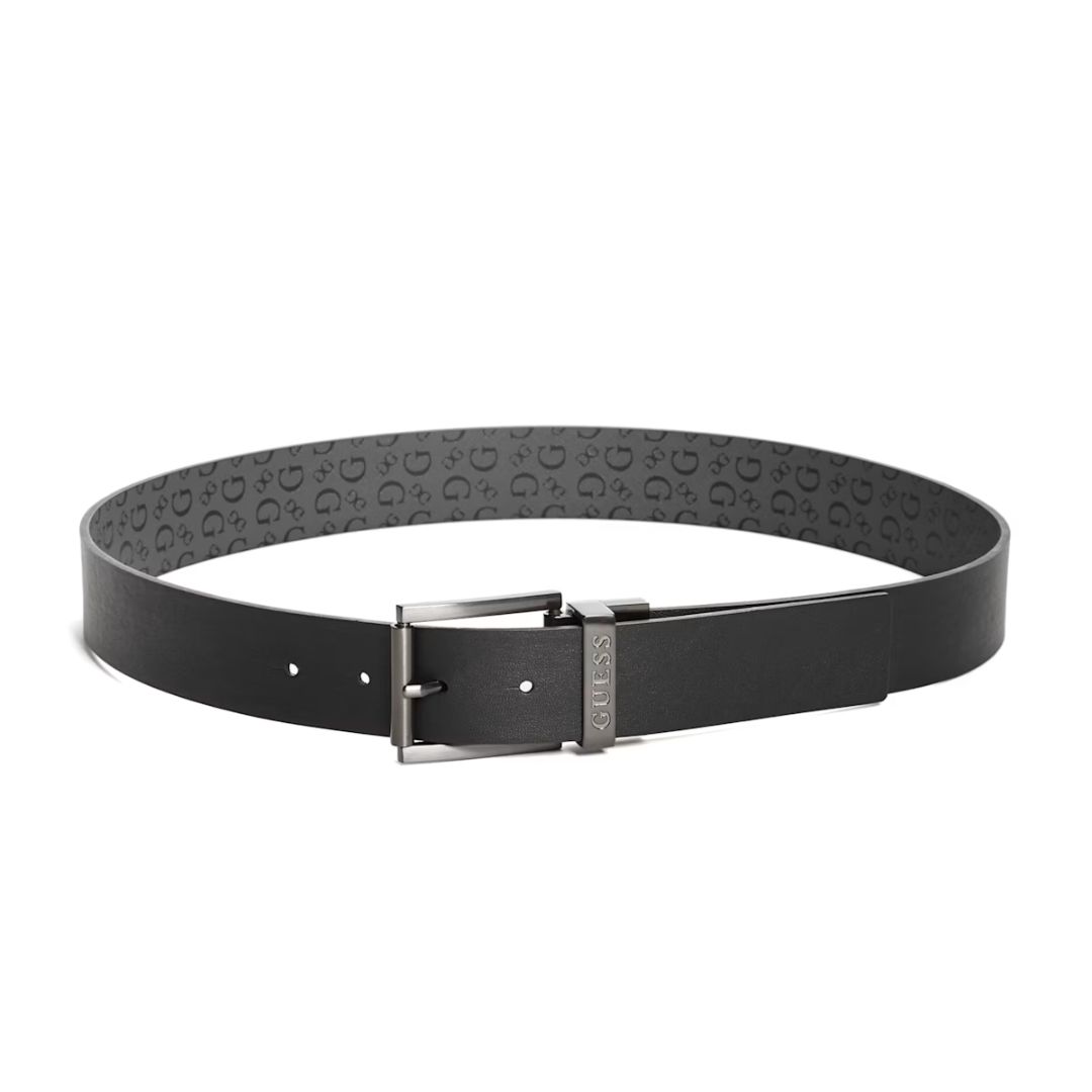 CORREA GUESS HOMBRE REVERSIBLE NEGRO LOGO MONOGRAMA - 3
