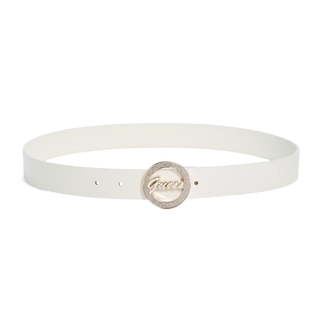 CORREA GUESS MUJER SPARKLE LOGO MONOGRAMA ALTO RELIEVE HEBILLA DORADA - 2