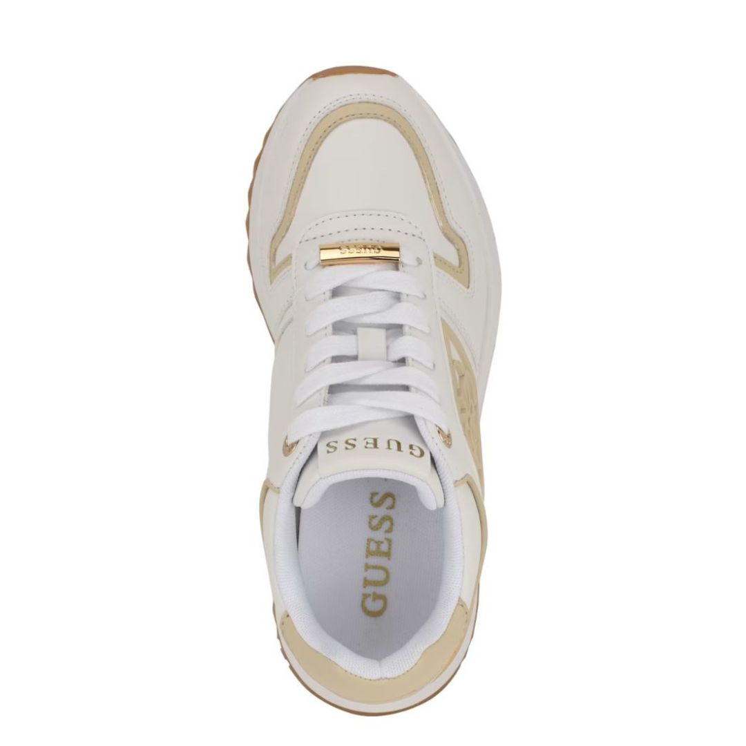 ZAPATILLAS GUESS MUJER KOYAA BLANCO LOGO QUATTRO G DORADO URBANAS - 4