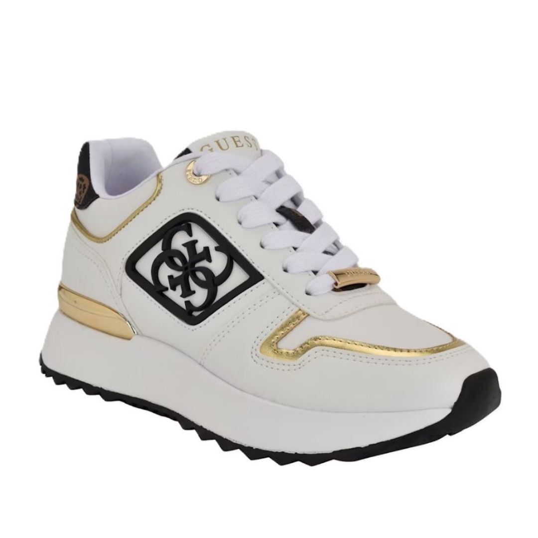 ZAPATILLAS GUESS MUJER KOYAA BLANCO LOGO QUATTRO G DETALLES DORADOS - 1