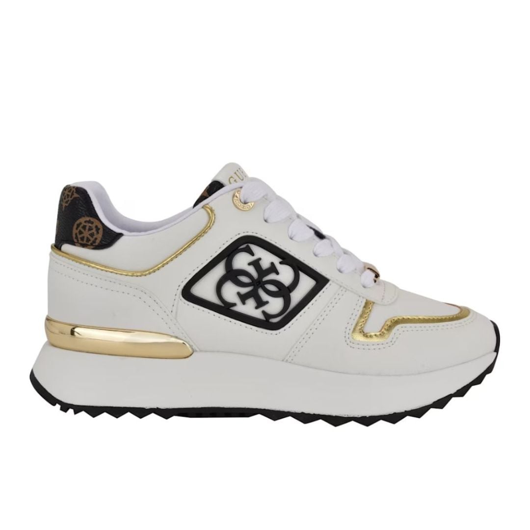 ZAPATILLAS GUESS MUJER KOYAA BLANCO LOGO QUATTRO G DETALLES DORADOS - 2