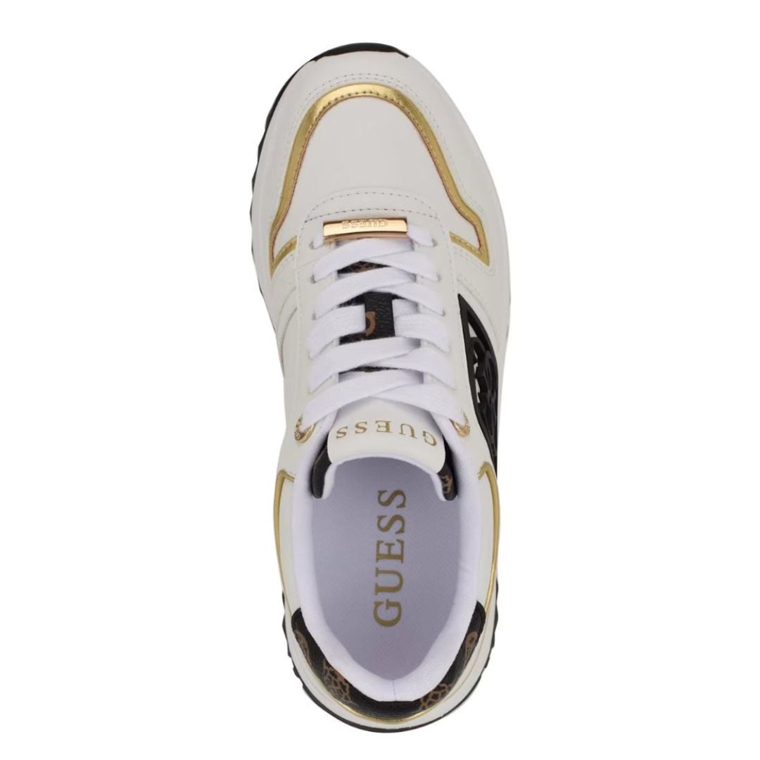 ZAPATILLAS GUESS MUJER KOYAA BLANCO LOGO QUATTRO G DETALLES DORADOS - 4