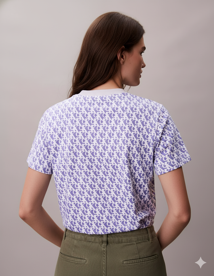 POLO CALVIN KLEIN MUJER ALLOVER LILA LOGO MONOGRAMA CK REGULAR FIT - 3