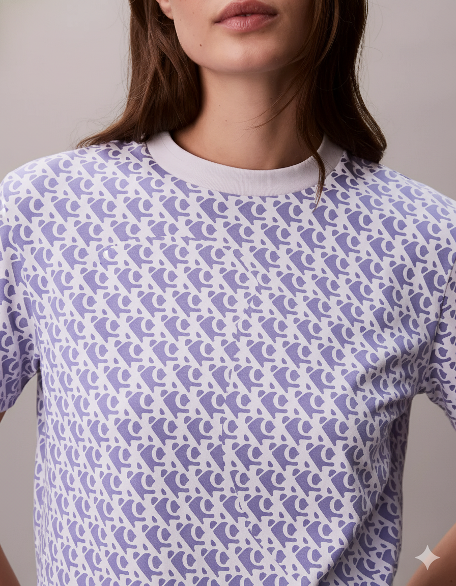 POLO CALVIN KLEIN MUJER ALLOVER LILA LOGO MONOGRAMA CK REGULAR FIT - 5