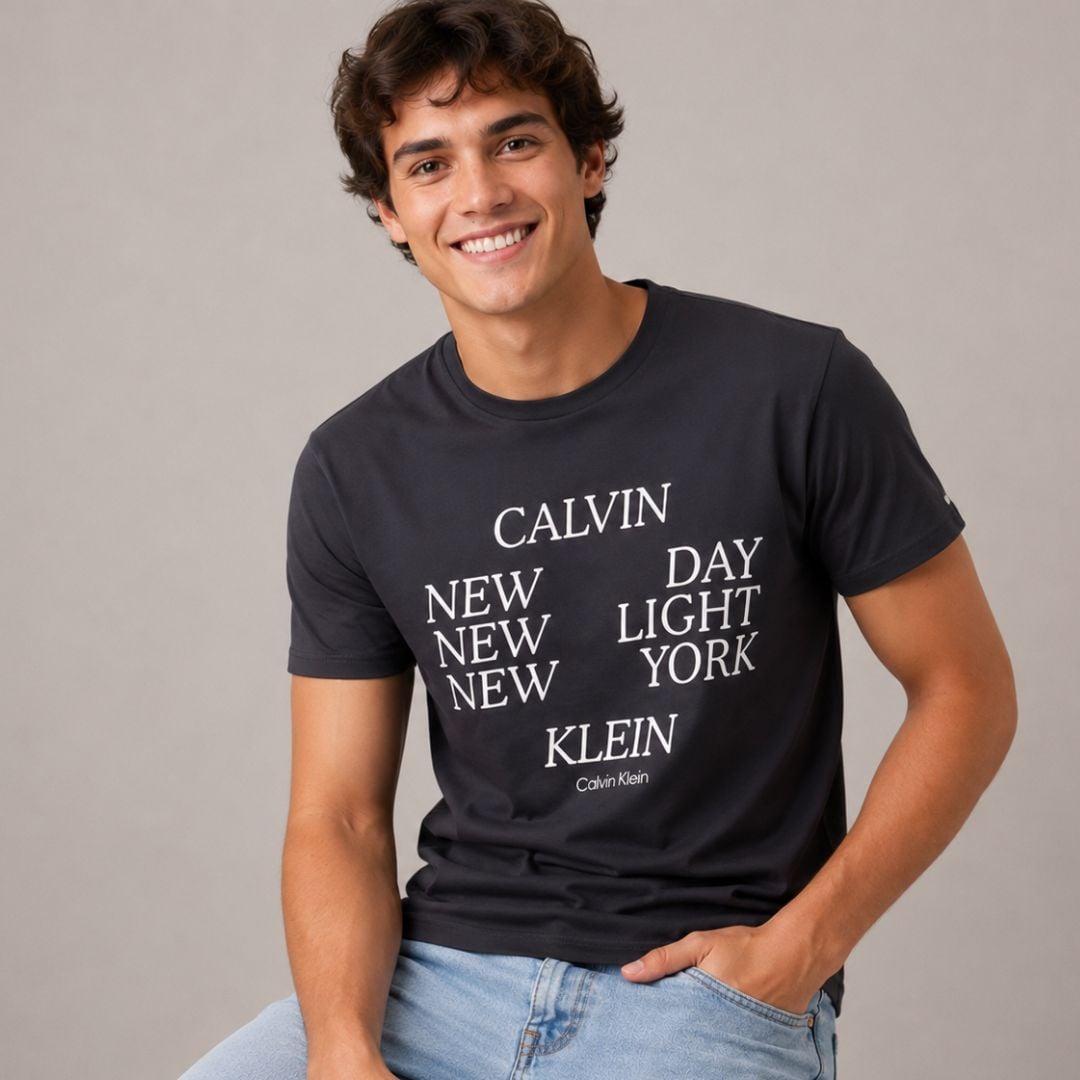 POLO CALVIN KLEIN HOMBRE NEW DAY LOGO AZUL REGULAR FIT - 1