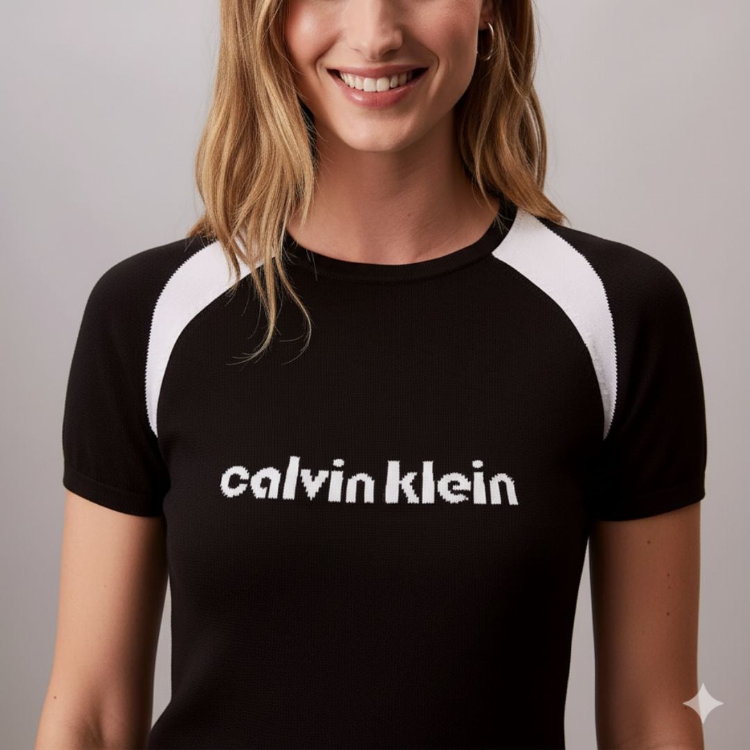 POLO CALVIN KLEIN MUJER SLIM FIT NEGRO MANGAS RAGLÁN LOGO TEJIDO - 2