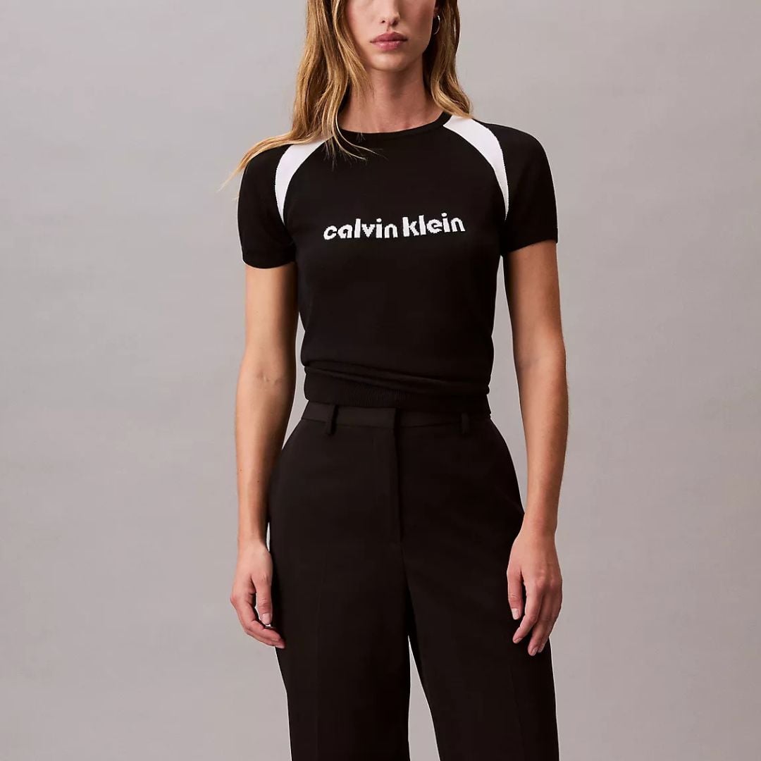 POLO CALVIN KLEIN MUJER SLIM FIT NEGRO MANGAS RAGLÁN LOGO TEJIDO - 5