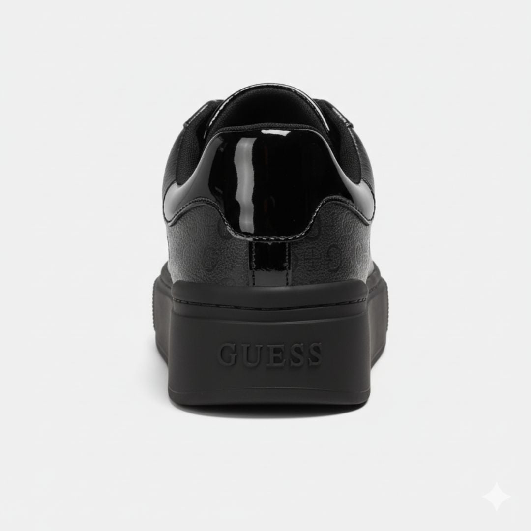 ZAPATILLAS GUESS MUJER PERHAPS NEGRO MONOGRAMA LOGO TRIANGULAR DORADO - 3