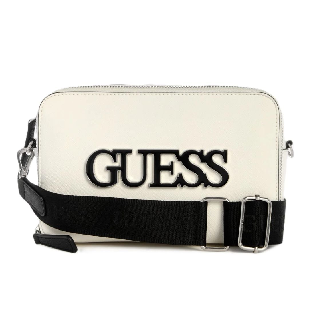 CARTERA GUESS MUJER SHAELA CROSSBODY BLANCO LOGO FRONTAL STRAP AJUSTABLE - 1