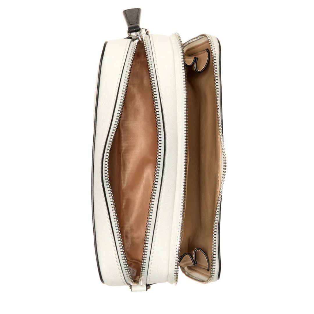 CARTERA GUESS MUJER SHAELA CROSSBODY BLANCO LOGO FRONTAL STRAP AJUSTABLE - 3