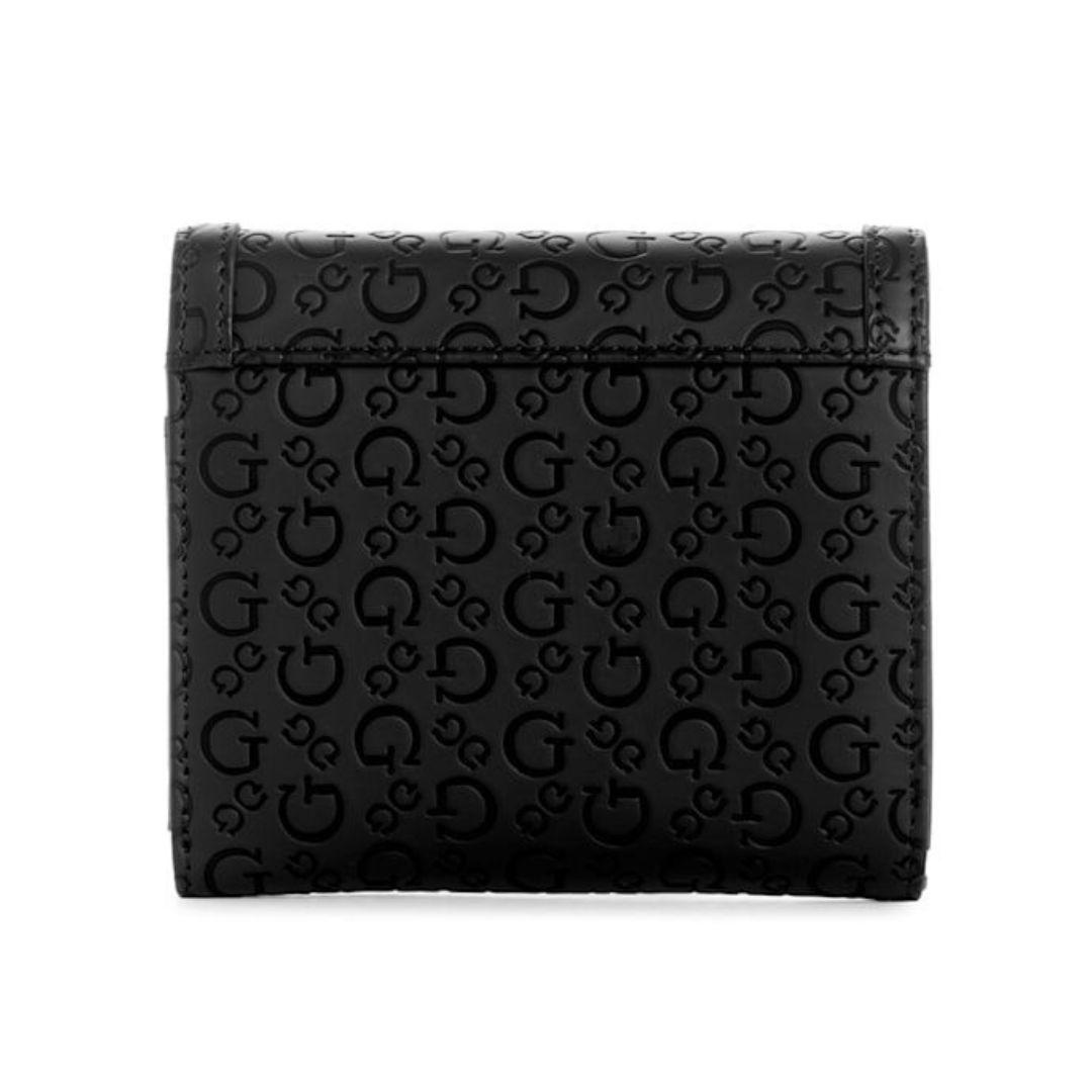 BILLETERA GUESS MUJER ZAKARIA TRIFOLD NEGRO LOGO MONOGRAMA 3 CUERPOS ALTO RELIEVE - 2