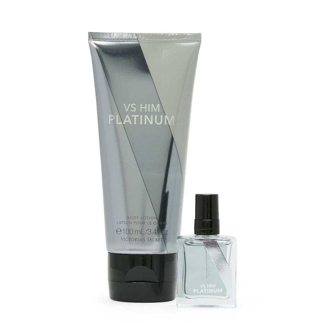 SET VICTORIAS SECRET PLATINUM PERFUME Y LOCIÓN HOMBRE 2 PIEZAS CAJA REGALO - 2