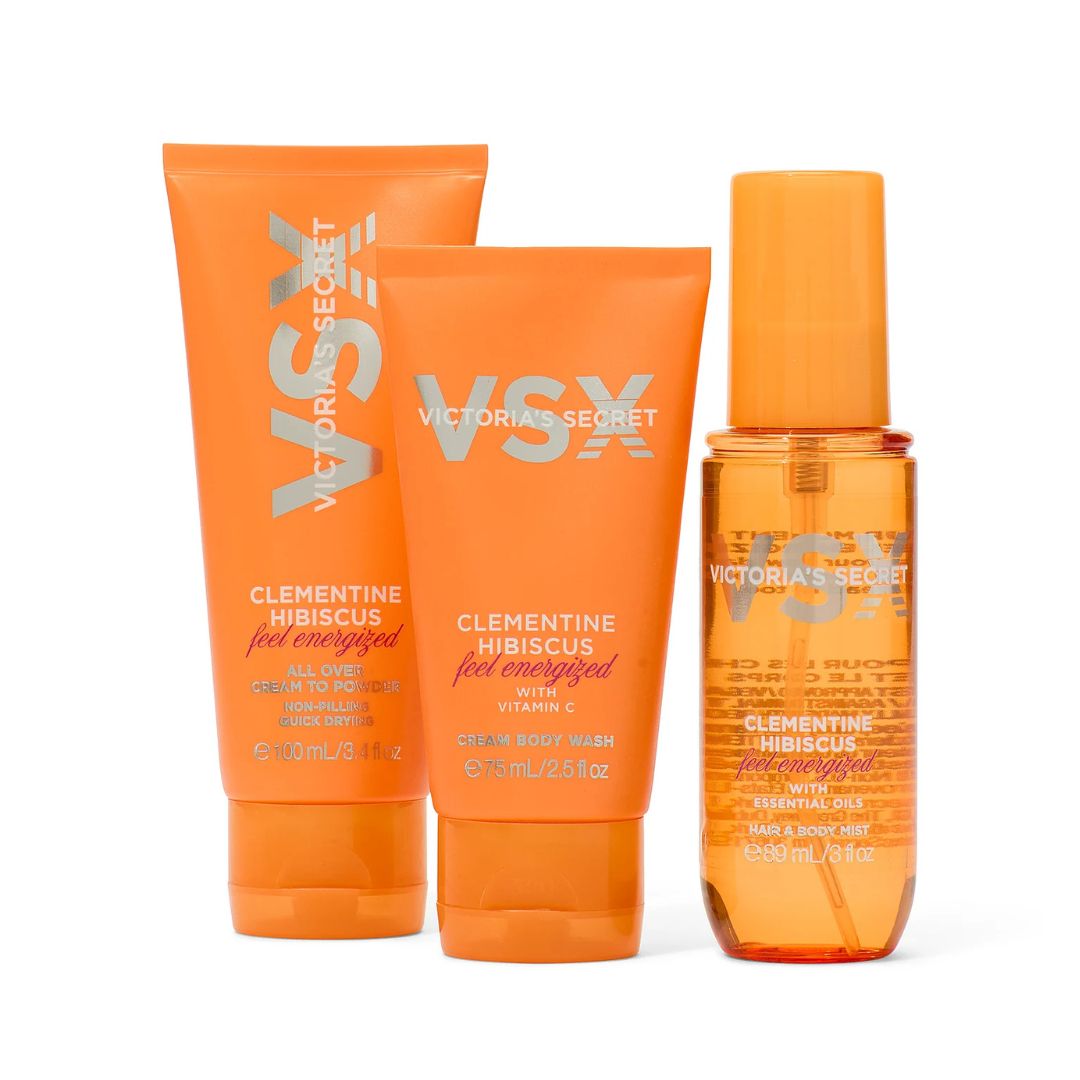 VICTORIAS SECRET SET VSX MUJER CLEMENTINE HIBISCUS FEEL ENERGIZED 3 PIEZAS CON ESTUCHE - 2