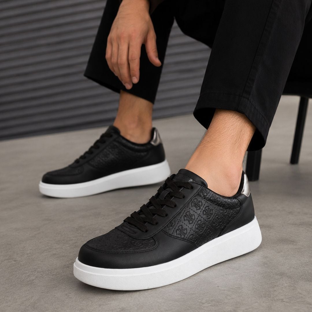 ZAPATILLAS GUESS HOMBRE WULFRED NEGRO LOGO MONOGRAMA ALTO RELIEVE - 7