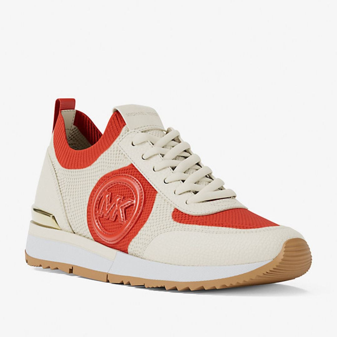 ZAPATILLAS MICHAEL KORS MUJER JENKINS TRAINER BEIGE NARANJA LOGO MK - 1