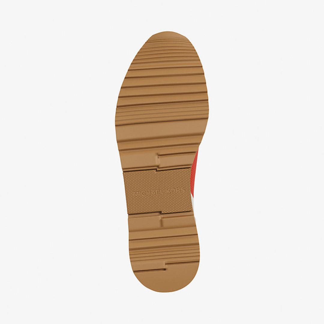 ZAPATILLAS MICHAEL KORS MUJER JENKINS TRAINER BEIGE NARANJA LOGO MK - 4
