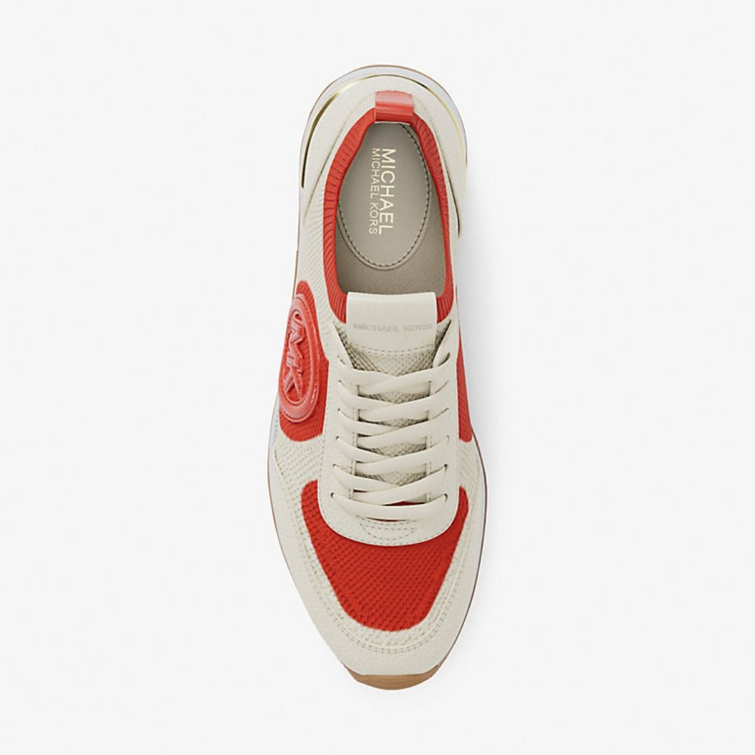 ZAPATILLAS MICHAEL KORS MUJER JENKINS TRAINER BEIGE NARANJA LOGO MK - 5