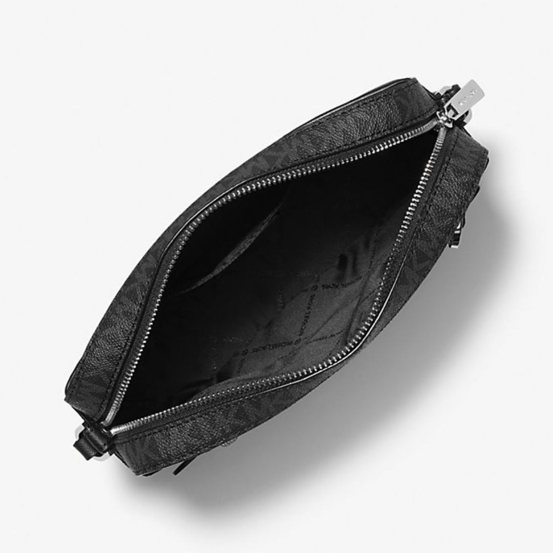 CARTERA MICHAEL KORS MUJER JET SET LOGO CROSSBODY NEGRO MONOGRAMA CADENA PLATEADA - 2