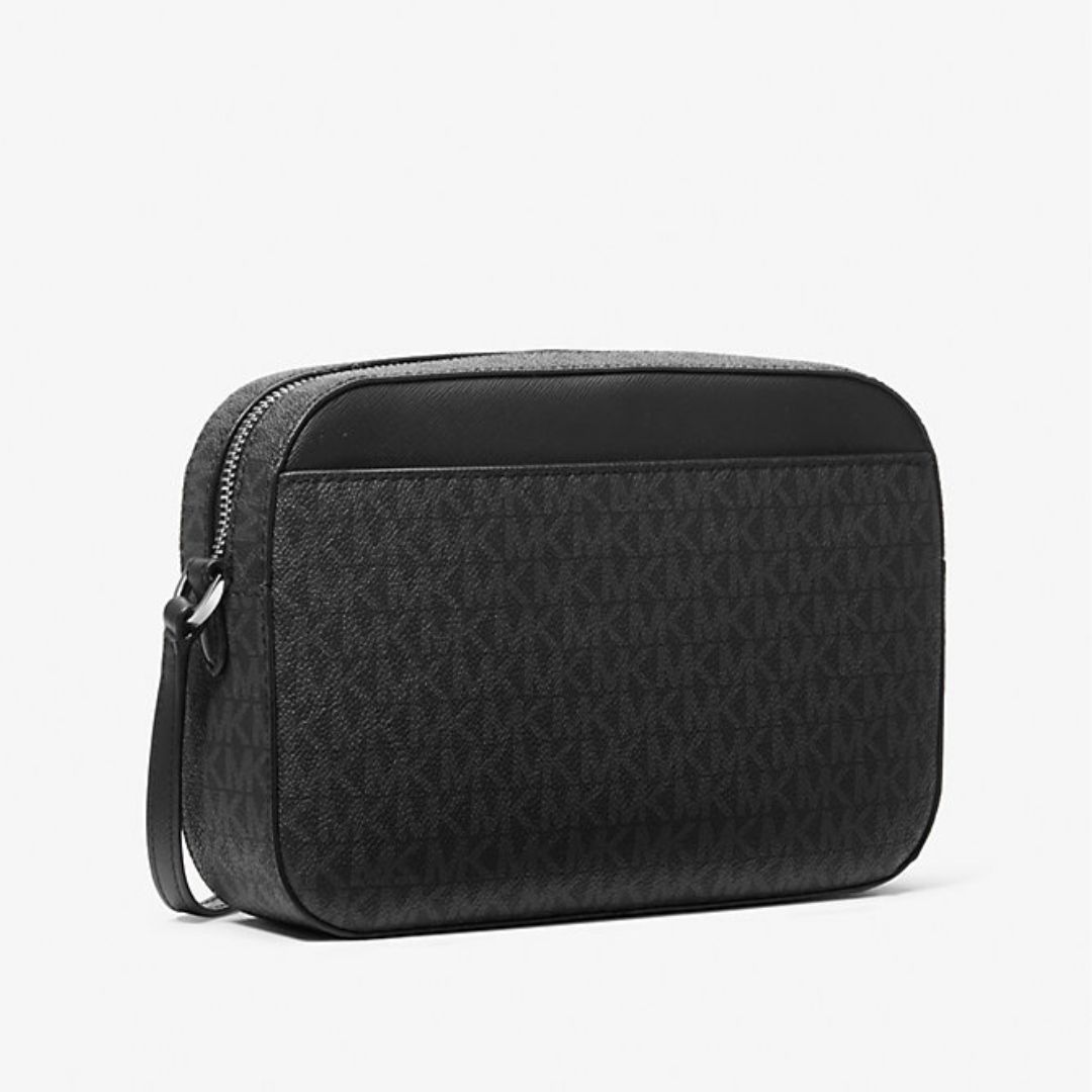 CARTERA MICHAEL KORS MUJER JET SET LOGO CROSSBODY NEGRO MONOGRAMA CADENA PLATEADA - 3
