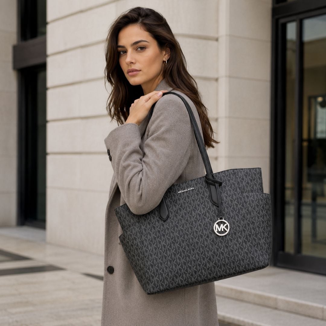 CARTERA MICHAEL KORS MUJER MARILYN MEDIUM TOTE LOGO NEGRO MONOGRAMA CHARM MK - 3