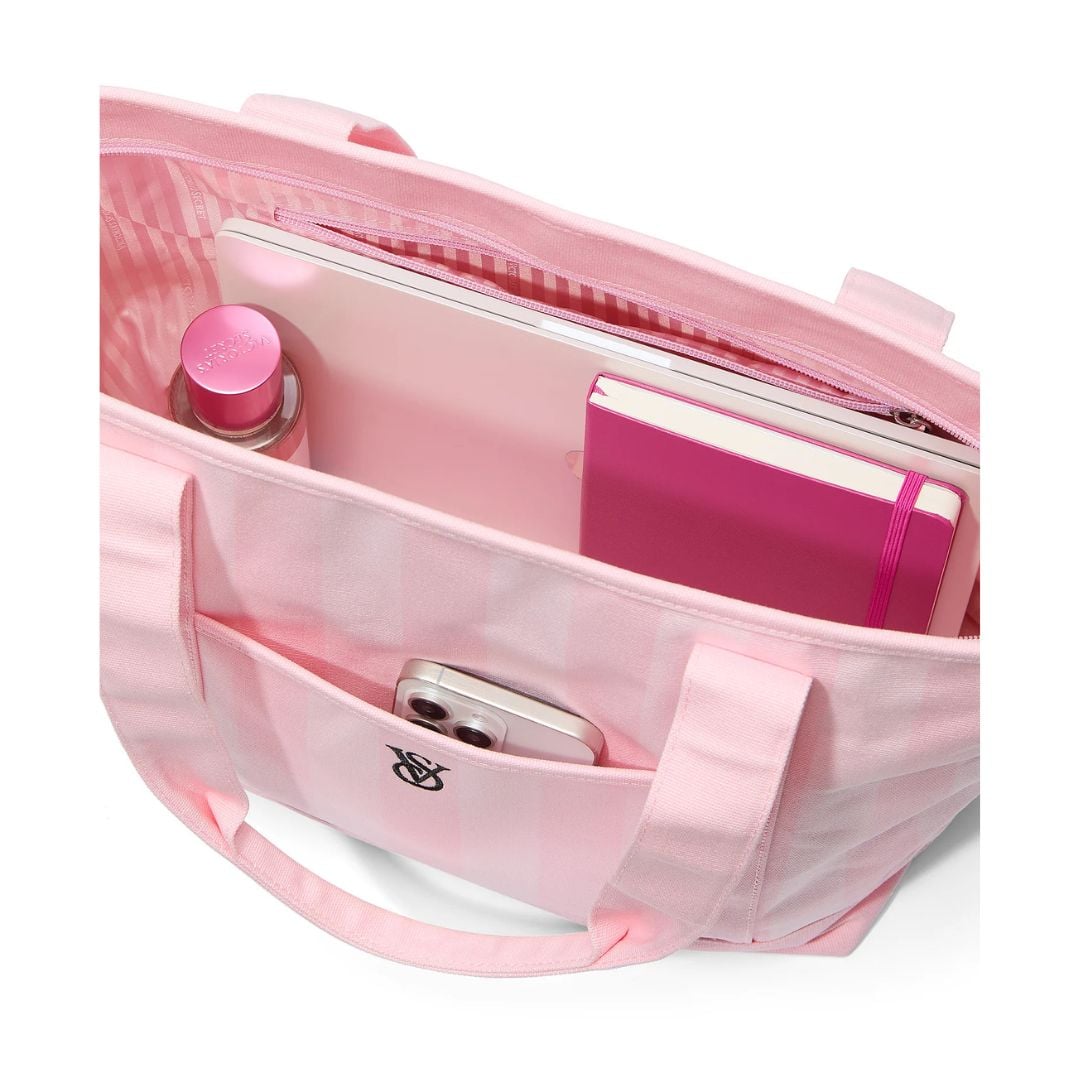 CARTERA VICTORIA’S SECRET MUJER TOTE CANVAS LOGO VS ROSADO BOLSO GRANDE - 3