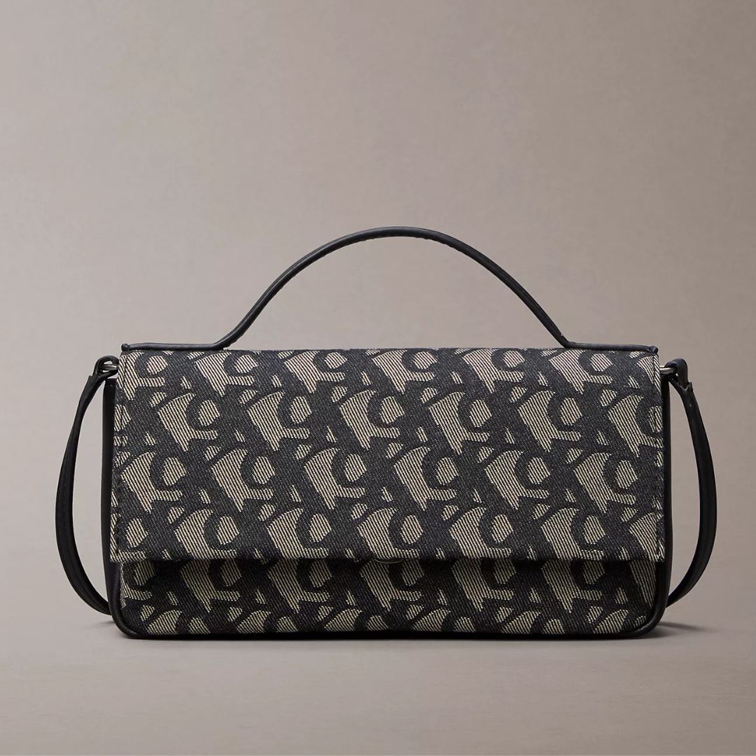 CARTERA CALVIN KLEIN MUJER CROSSBODY LOGO MONOGRAMA FLAP NEGRO - 1