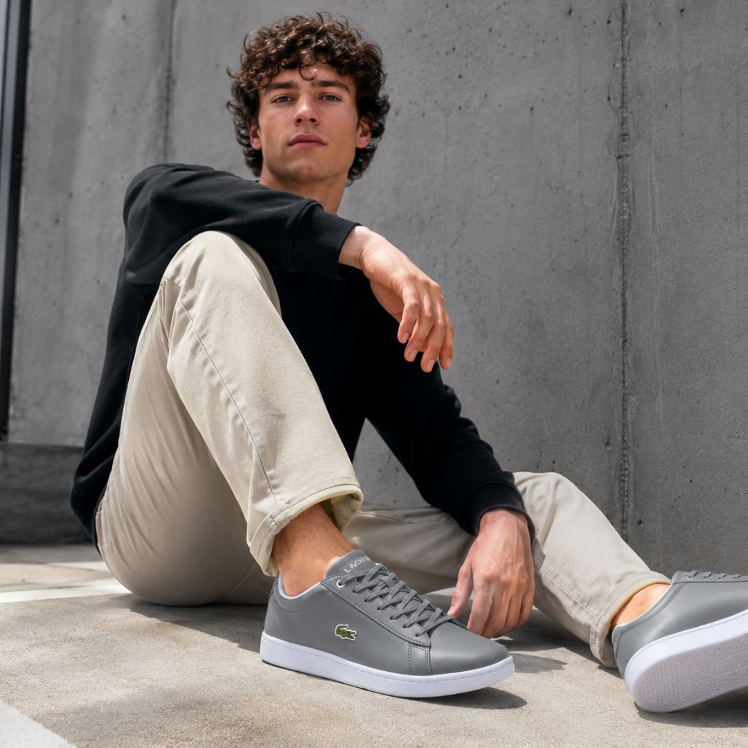 ZAPATILLAS LACOSTE HOMBRE HYDEZ GRIS SNEAKERS URBANAS CUERO - 7