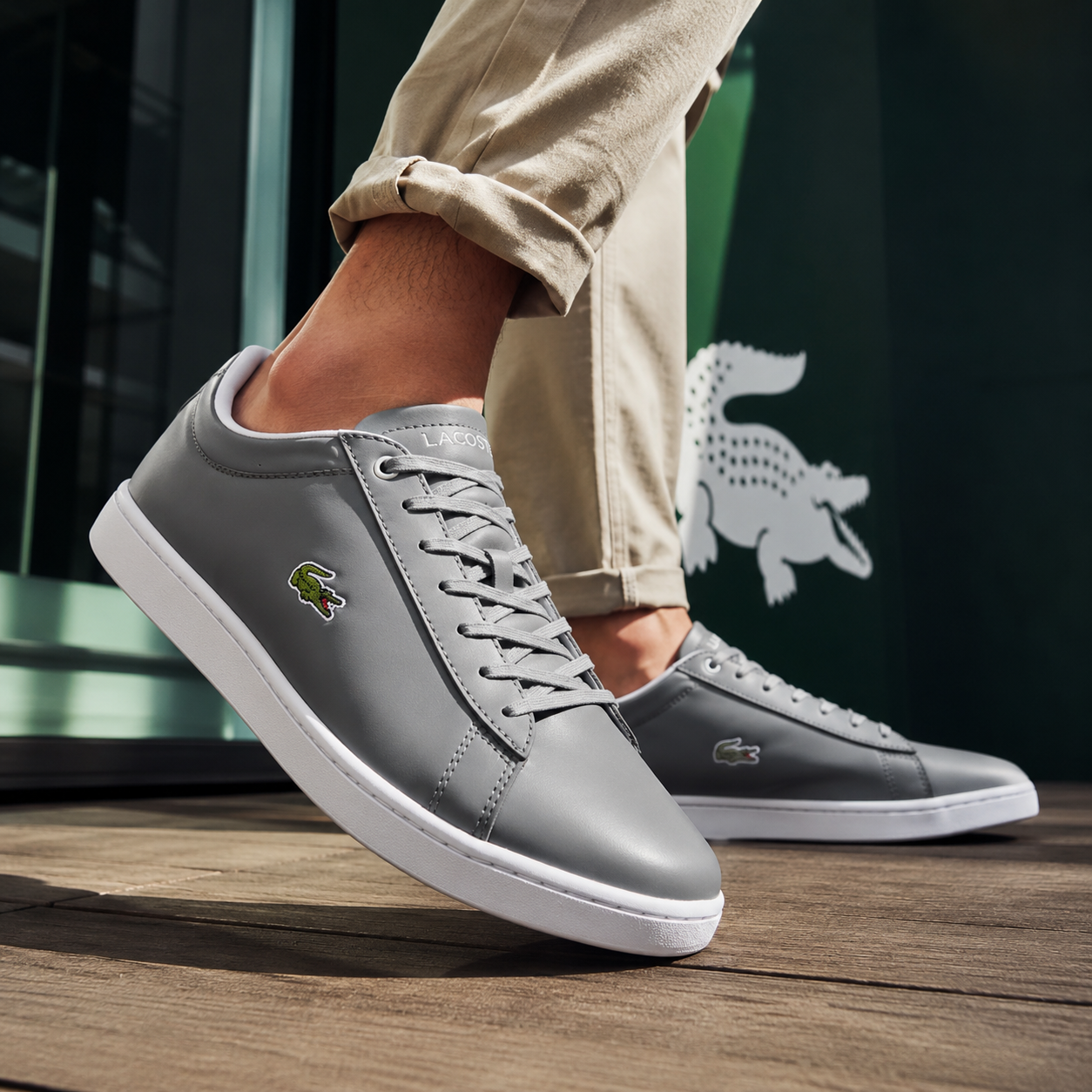 ZAPATILLAS LACOSTE HOMBRE HYDEZ GRIS SNEAKERS URBANAS CUERO - 8