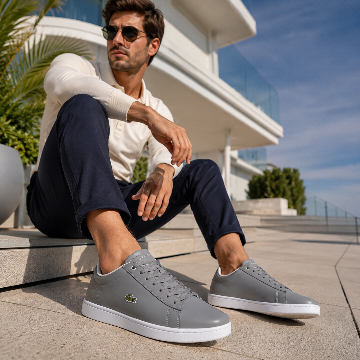 ZAPATILLAS LACOSTE HOMBRE HYDEZ GRIS SNEAKERS URBANAS CUERO - 9