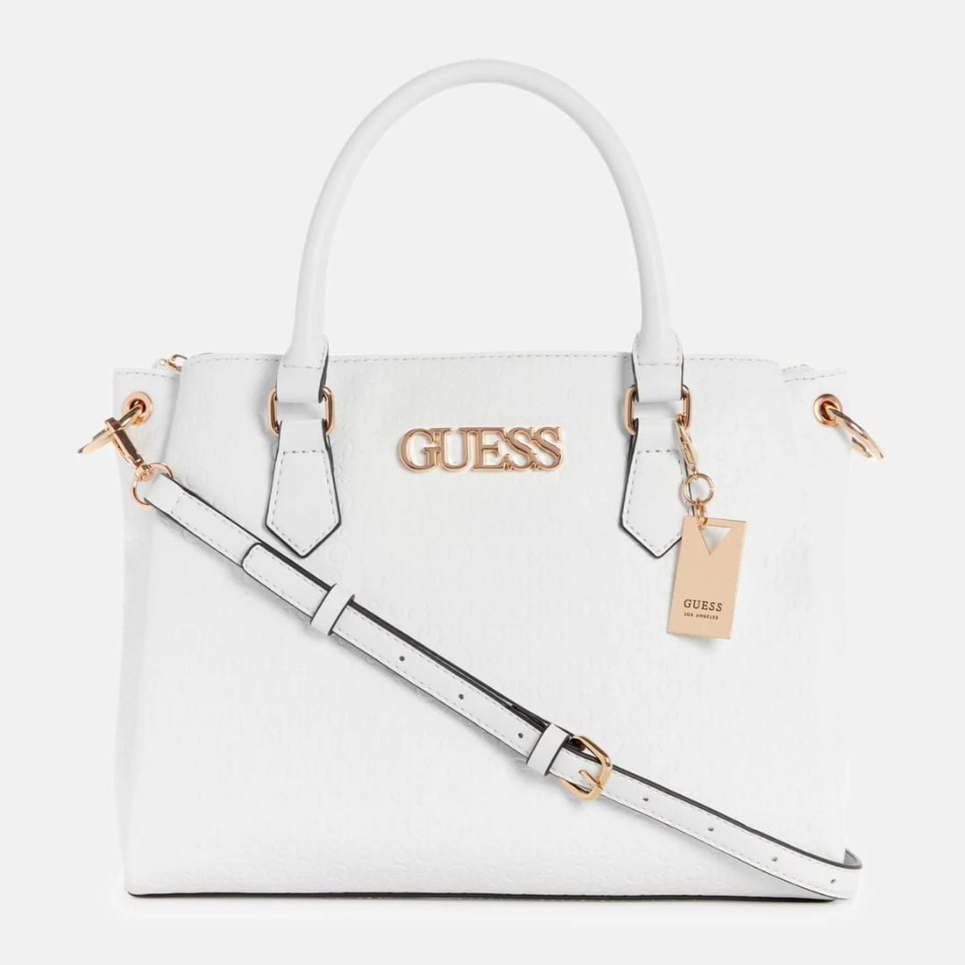 CARTERA GUESS MUJER ZAKARIA DEBOSSED BLANCO LOGO SATCHEL - 1