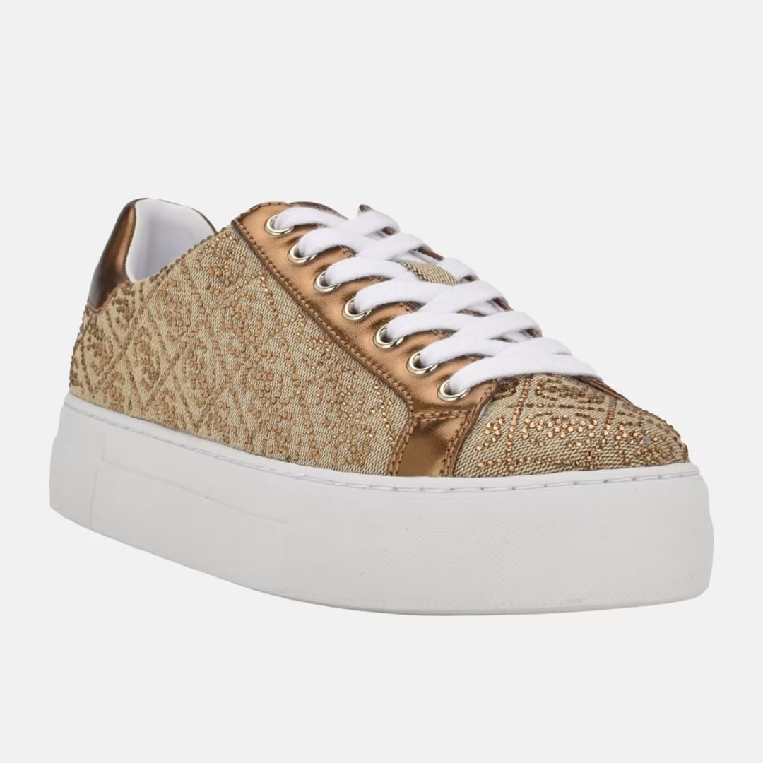 ZAPATILLAS GUESS MUJER GELSEN LOGO RHINESTONE BRONCE URBANAS - 2