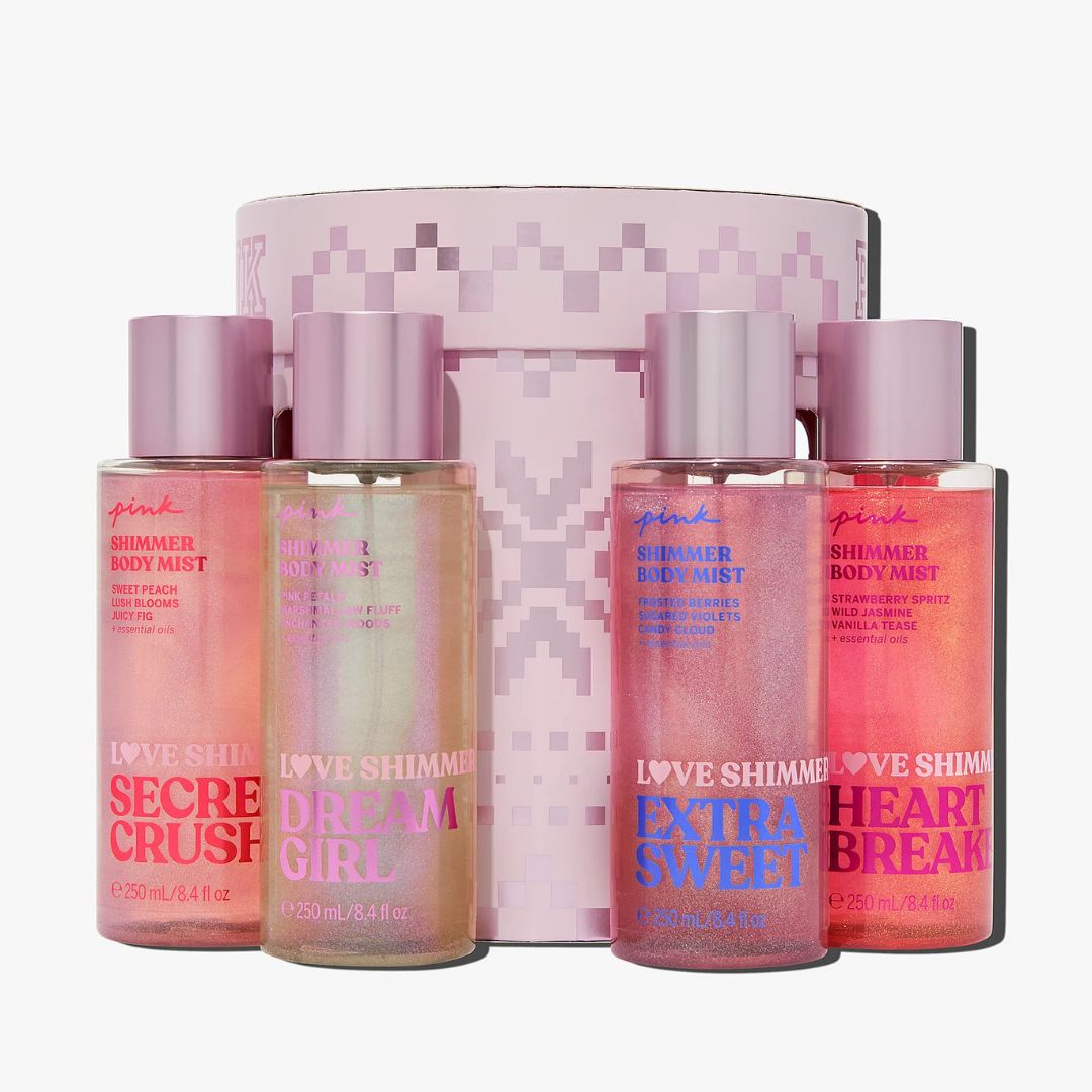 SET BODY MIST PINK VICTORIA'S SECRET LOVE SHIMMER 4 FRAGANCIAS MUJER 250ML - 1