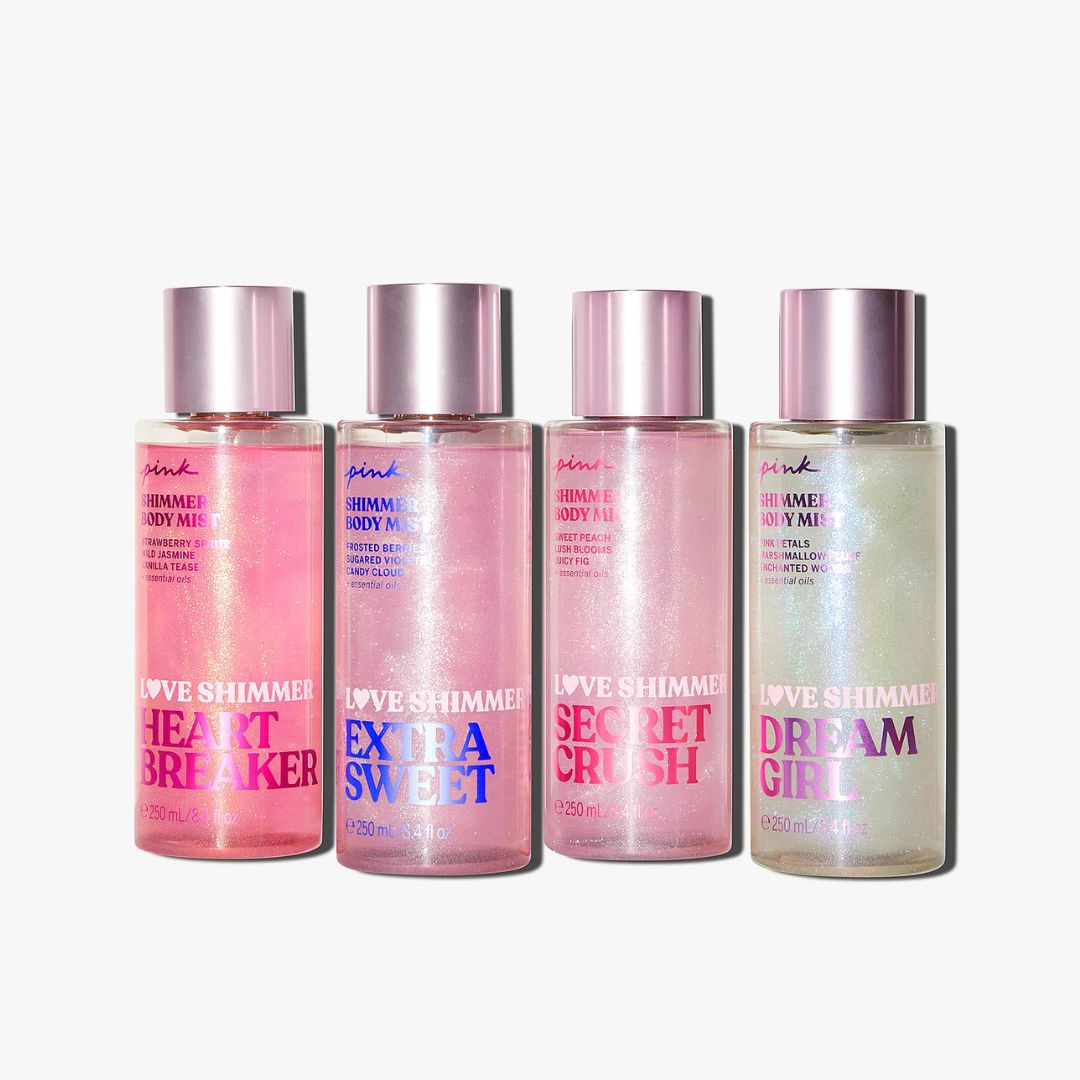 SET BODY MIST PINK VICTORIA'S SECRET LOVE SHIMMER 4 FRAGANCIAS MUJER 250ML - 3