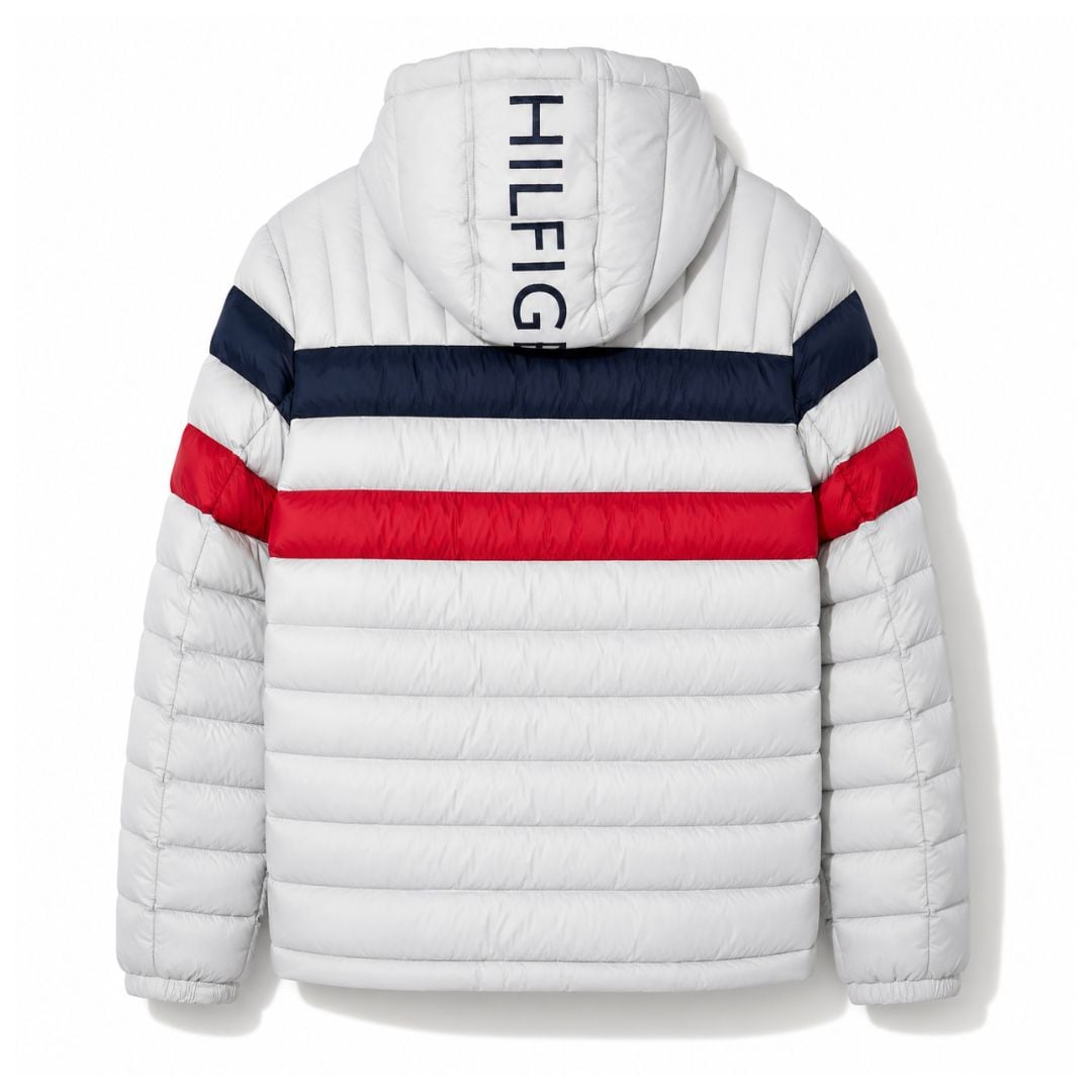 CASACA TOMMY HILFIGER HOMBRE ULTRA LOFT GRIS ACOLCHADA RESISTENTE AL AGUA CON CAPUCHA ESTAMPADA - 5