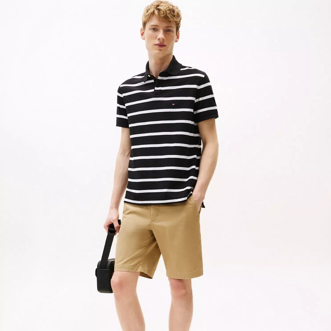 POLO CAMISERO TOMMY HILFIGER HOMBRE REGULAR FIT STRIPED WICKING NEGRO MANGA CORTA - 3