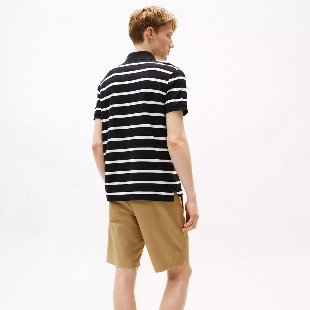 POLO CAMISERO TOMMY HILFIGER HOMBRE REGULAR FIT STRIPED WICKING NEGRO MANGA CORTA - 4