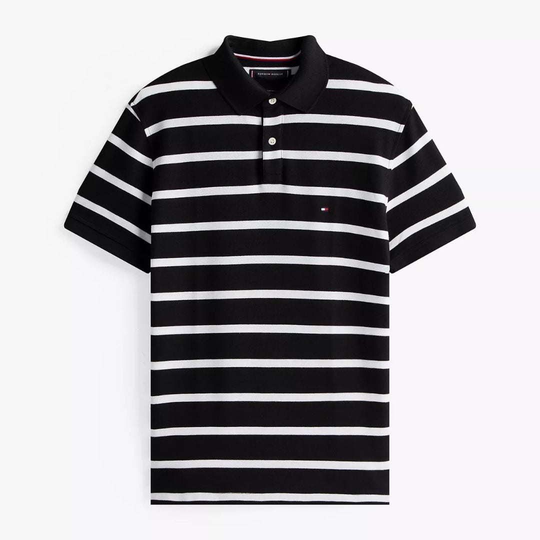 POLO CAMISERO TOMMY HILFIGER HOMBRE REGULAR FIT STRIPED WICKING NEGRO MANGA CORTA - 5