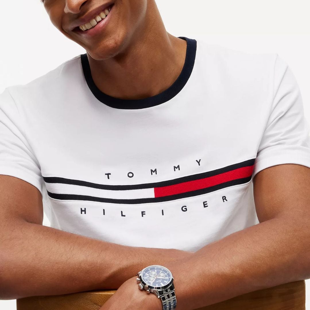 POLO TOMMY HILFIGER HOMBRE LOGO BANDERA BORDADO BLANCO REGULAR FIT - 2