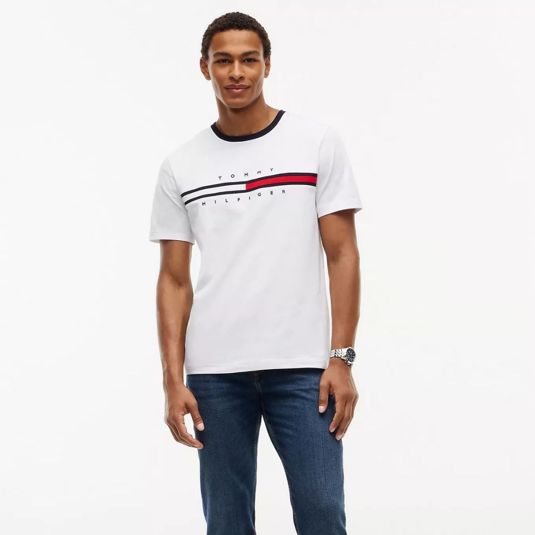 POLO TOMMY HILFIGER HOMBRE LOGO BANDERA BORDADO BLANCO REGULAR FIT - 3