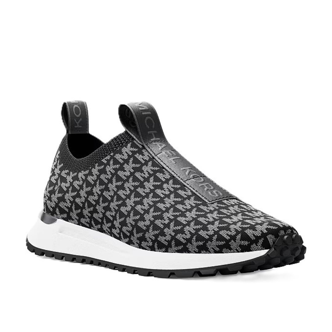 ZAPATILLAS MICHAEL KORS MUJER BODIE KNIT SLIP-ON NEGRO LOGO METÁLICO SNEAKERS - 1