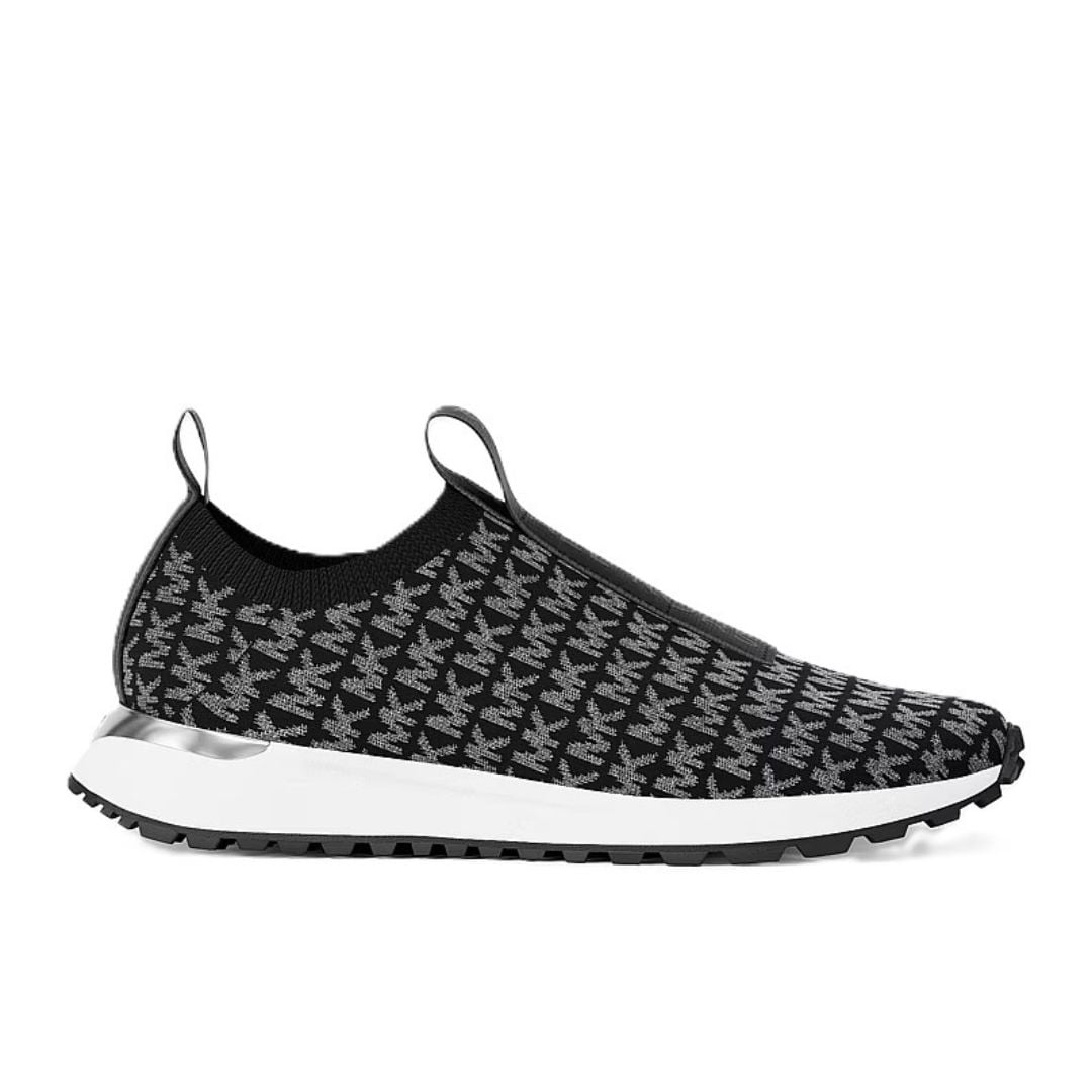 ZAPATILLAS MICHAEL KORS MUJER BODIE KNIT SLIP-ON NEGRO LOGO METÁLICO SNEAKERS - 2