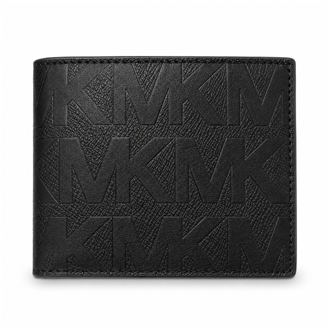 BILLETERA MICHAEL KORS HOMBRE LOGOTIPO MONOGRAMA ALTO RELIEVE NEGRO - 1