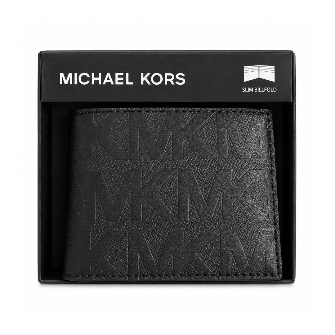 BILLETERA MICHAEL KORS HOMBRE LOGOTIPO MONOGRAMA ALTO RELIEVE NEGRO - 3