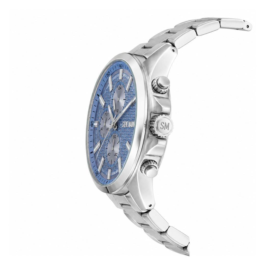 RELOJ STEVE MADDEN HOMBRE SM-9219LBS PLATEADO ESFERA AZUL ACERO INOXIDABLE - 3