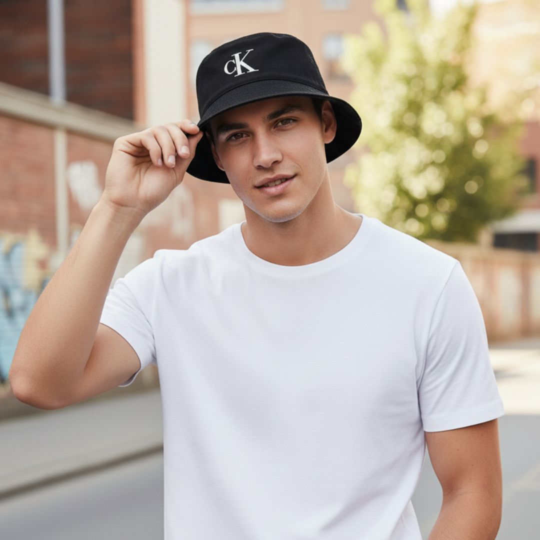 GORRA BUCKET CALVIN KLEIN UNISEX LOGO MONOGRAMA NEGRO BORDADO ESTILO URBANO - 5