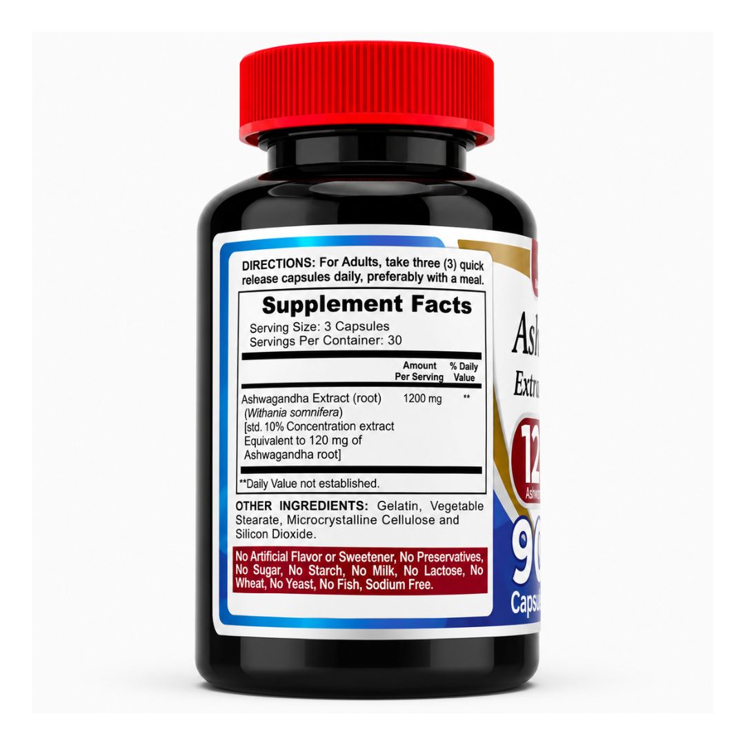 ASHWAGANDHA FITO MEDIC'S EXTRA STRENGTH 12000 MG 90 CÁPSULAS SUPLEMENTO HERBAL - 3