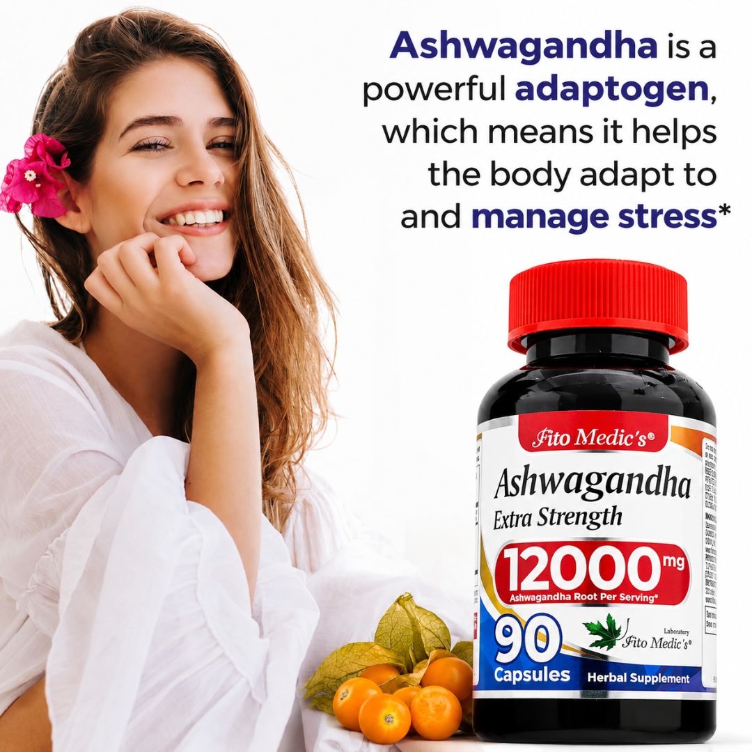 ASHWAGANDHA FITO MEDIC'S EXTRA STRENGTH 12000 MG 90 CÁPSULAS SUPLEMENTO HERBAL - 4