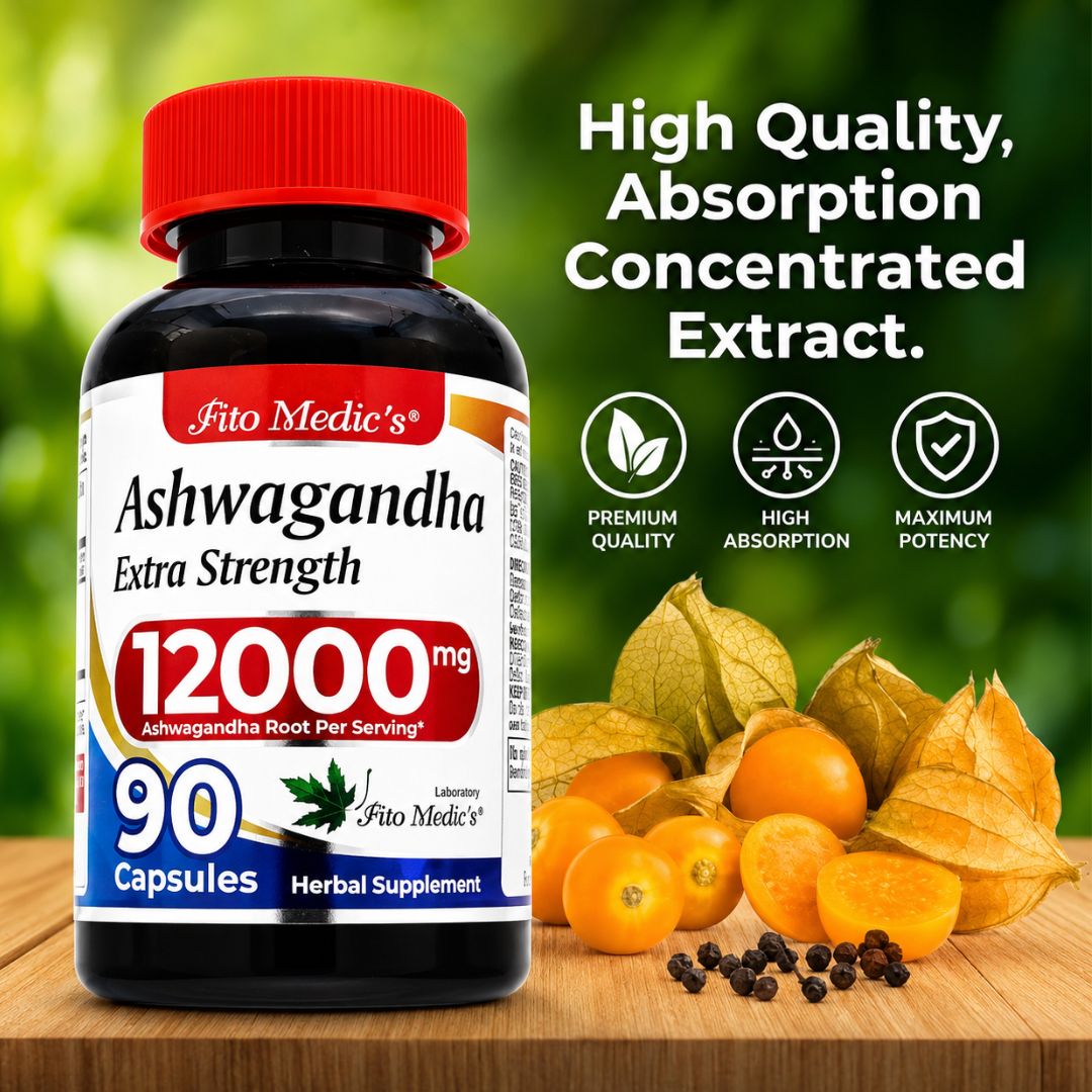 ASHWAGANDHA FITO MEDIC'S EXTRA STRENGTH 12000 MG 90 CÁPSULAS SUPLEMENTO HERBAL - 5